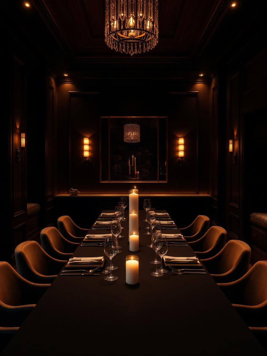 Private dining room set with candles